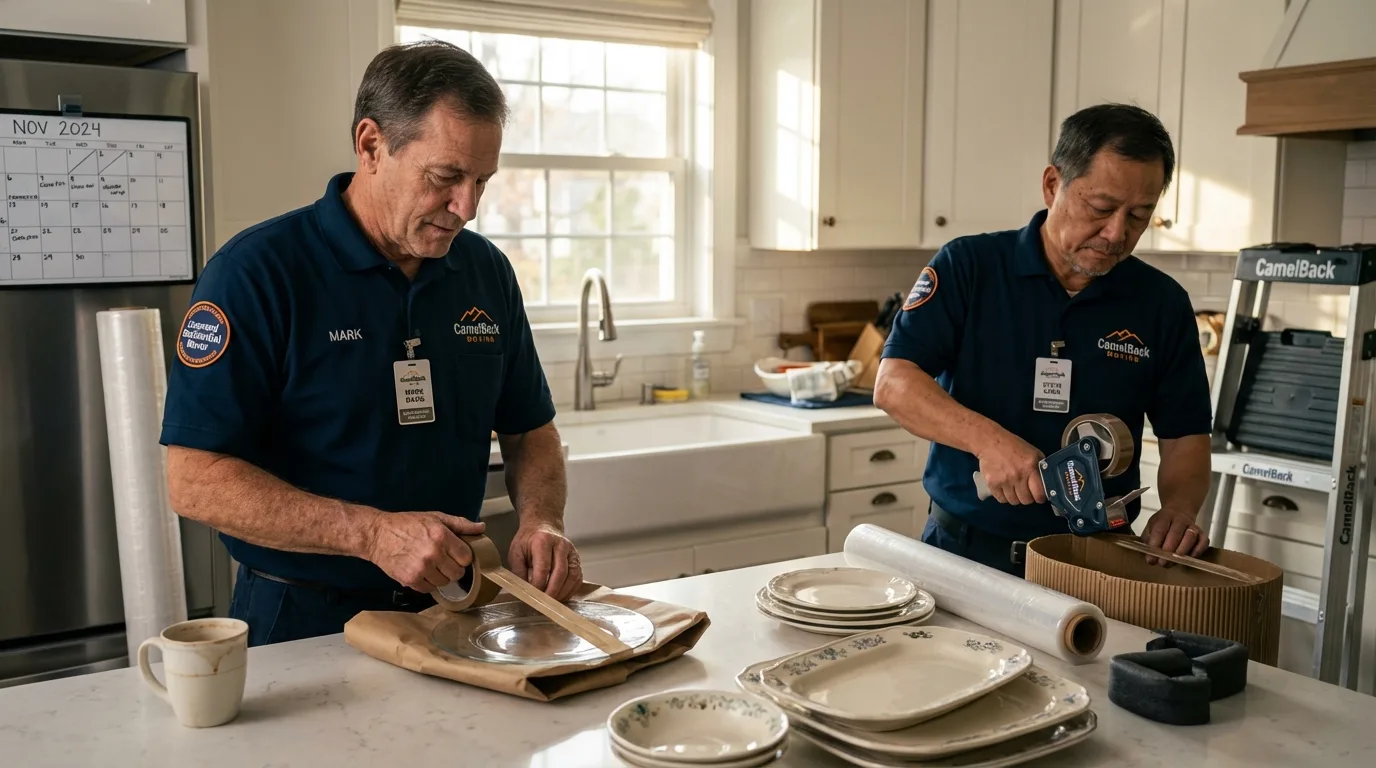 Professional crew packing kitchen dishware in West Covina, CA